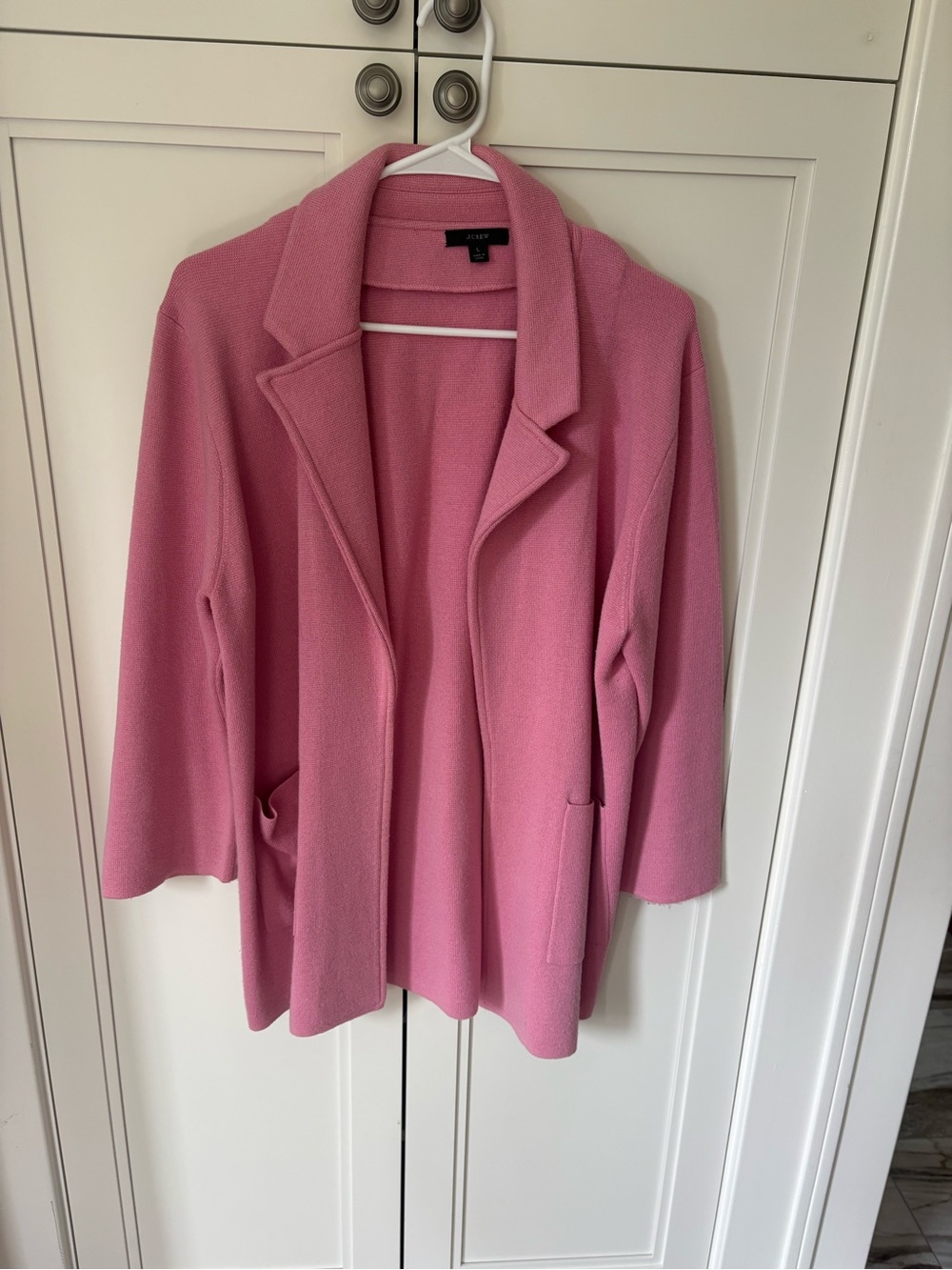J. Crew Pink Open-Front Knit Blazer
